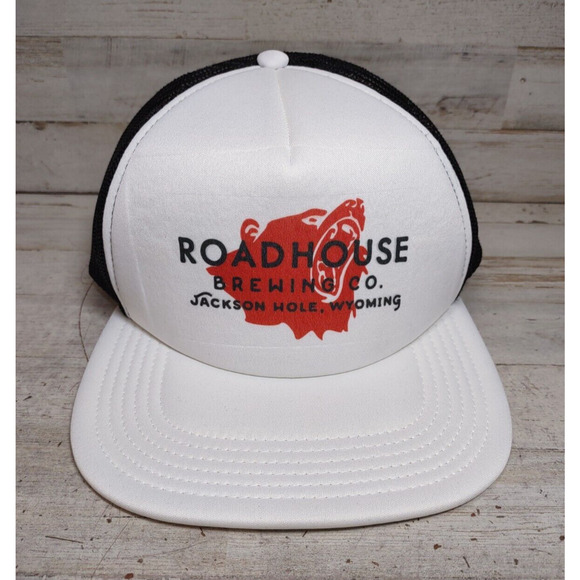 Roadhouse Brewing Co Jackson Hole Wyoming Mesh Snapback Trucker Hat Cap Bear - Picture 1 of 9